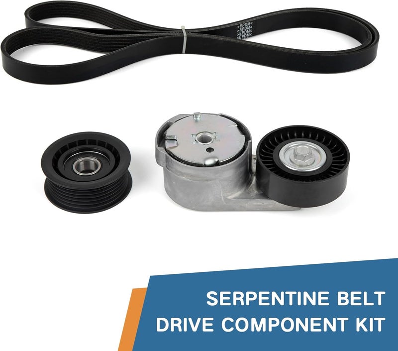 Baxzl Belt Tensioner Pulley with Idler Pulley Serpentine Belt Kit for Dodge Grand Caravan Charger Durango Ram 1500 2500 3500 Chrysler 200 300 Town & Country 3.6L V6 3pcs for 39282 + 38082 + 6PK1960 - Image 2